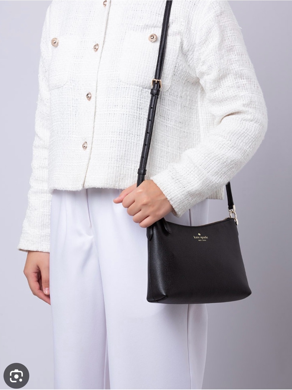 kate spade Black Bailey Pebbled Leather Crossbody with Gold Logo
